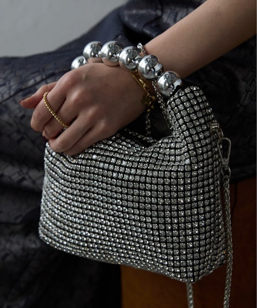 ラインストーンパールハンドルバッグ