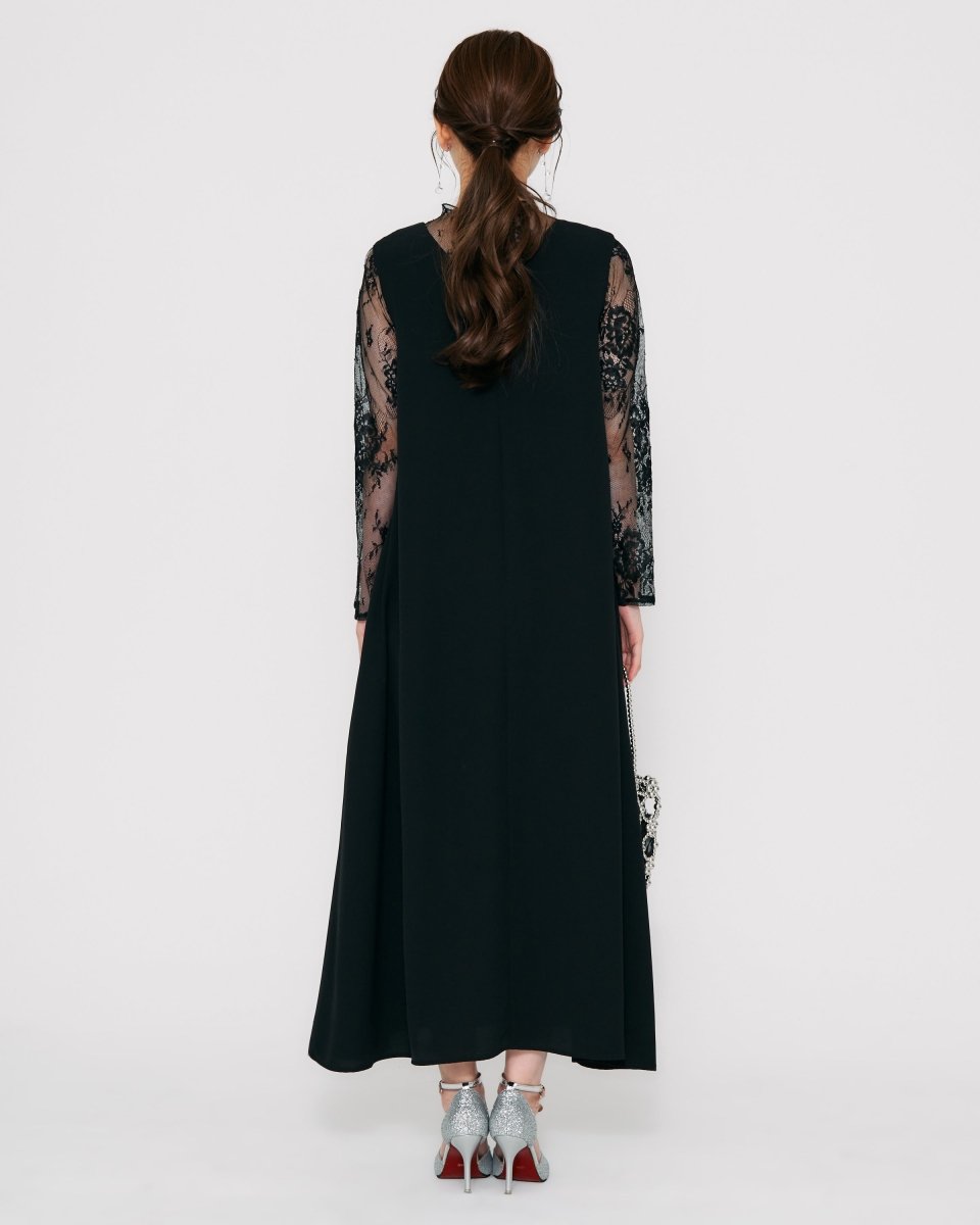 レースコンビネーションメローロングドレス - &Robu.