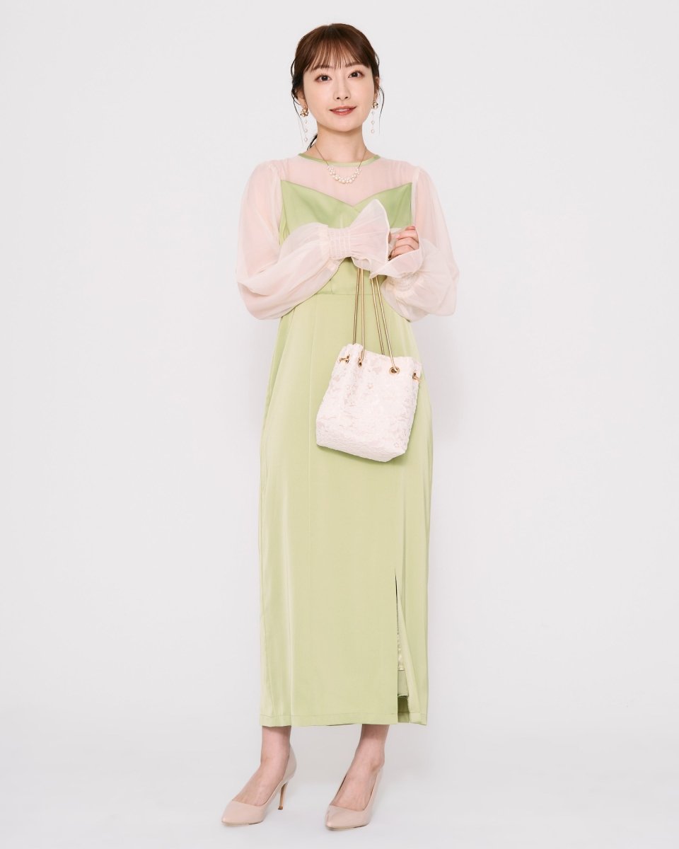 サテンタイトロングドレス - &Robu.