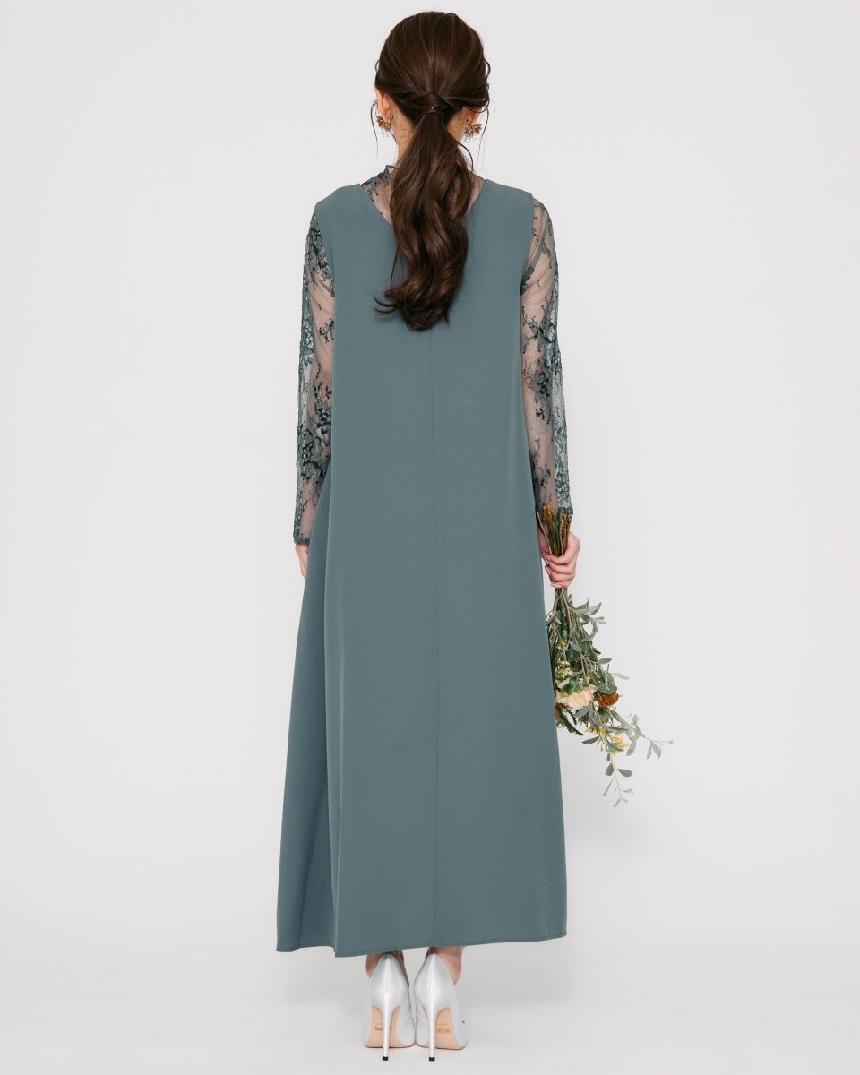 レースコンビネーションメローロングドレス - &Robu.