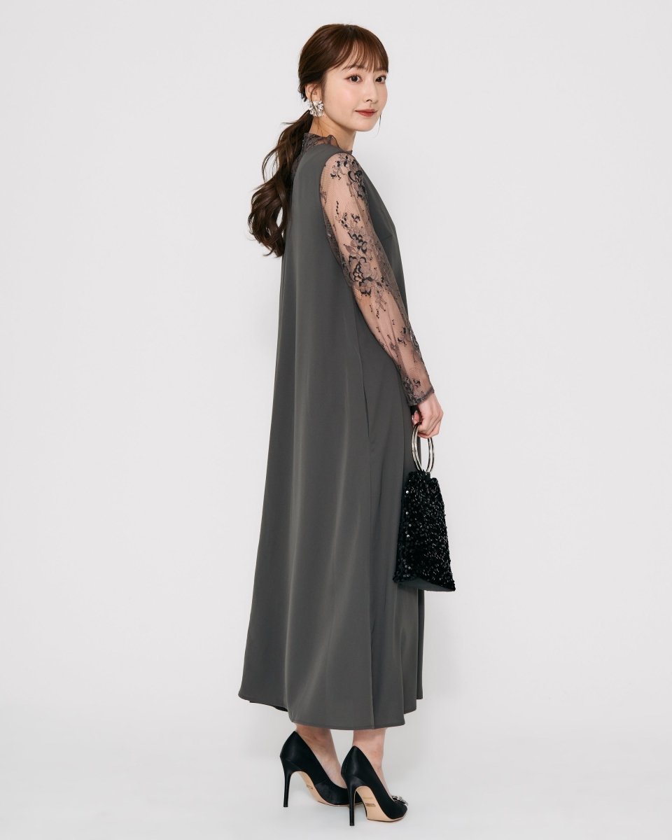 レースコンビネーションメローロングドレス - &Robu.