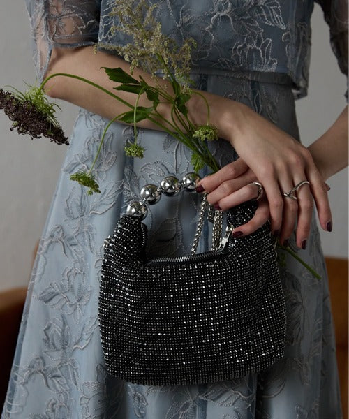 ラインストーンパールハンドルバッグ
