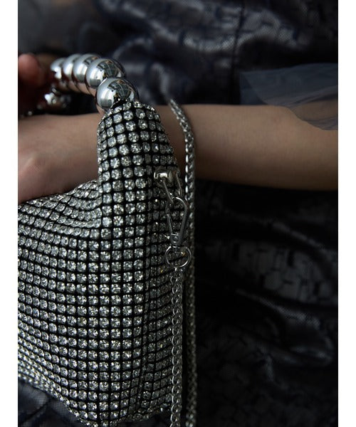 ラインストーンパールハンドルバッグ