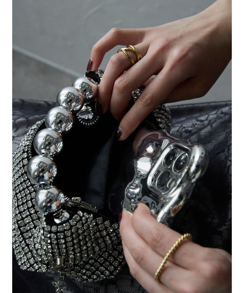 ラインストーンパールハンドルバッグ