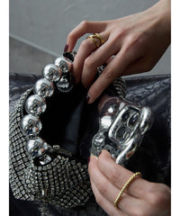 ラインストーンパールハンドルバッグ