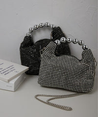 ラインストーンパールハンドルバッグ