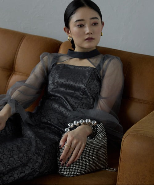 ラインストーンパールハンドルバッグ