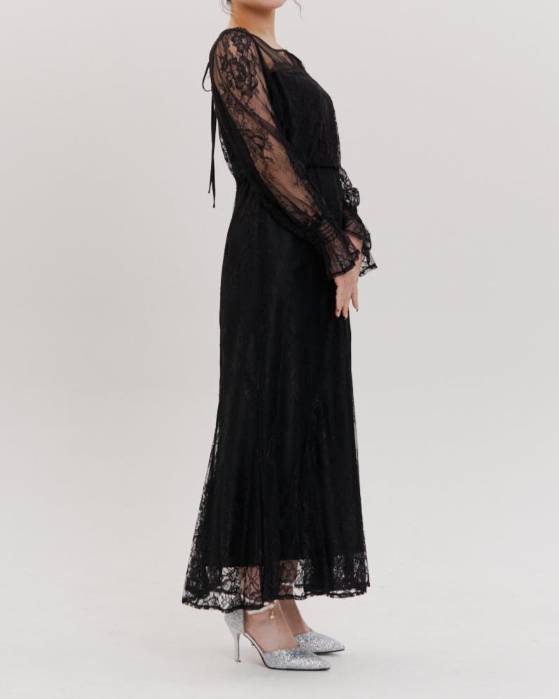 レースコンビフレアマーメイドロングドレス