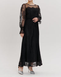 レースコンビフレアマーメイドロングドレス