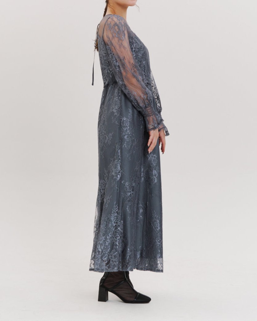 レースコンビフレアマーメイドロングドレス