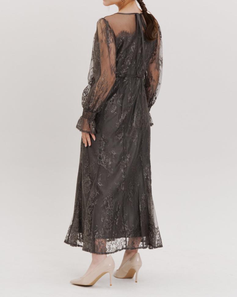 レースコンビフレアマーメイドロングドレス