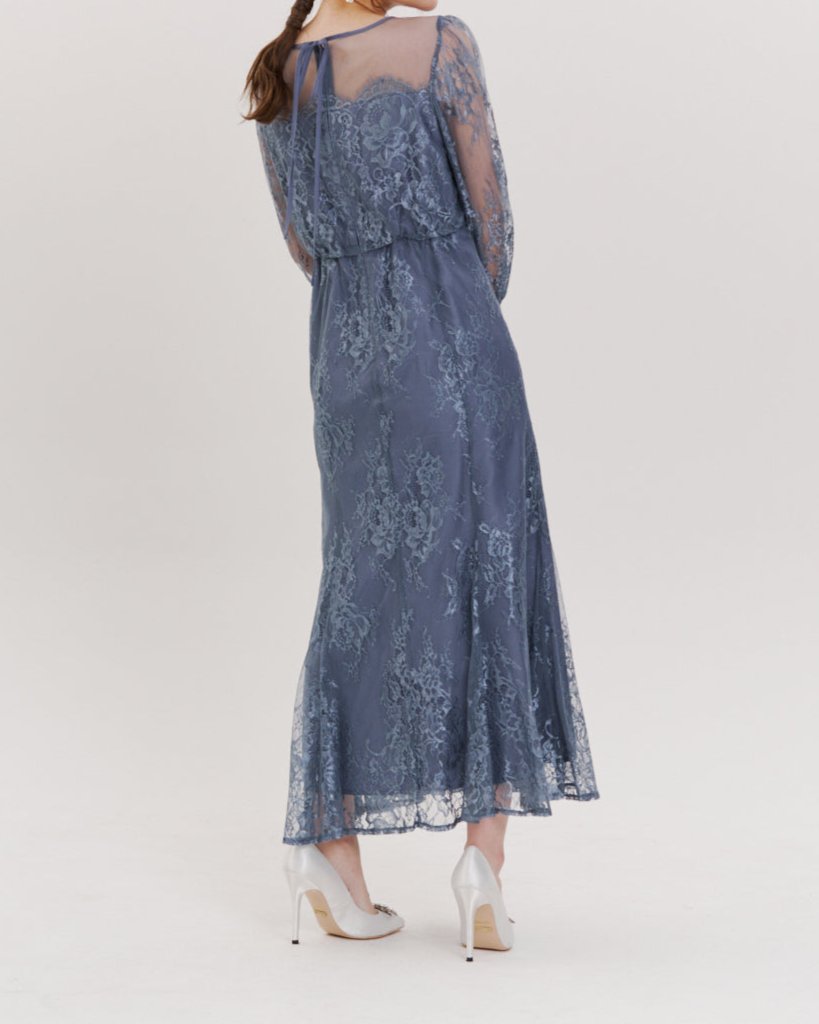 レースコンビフレアマーメイドロングドレス