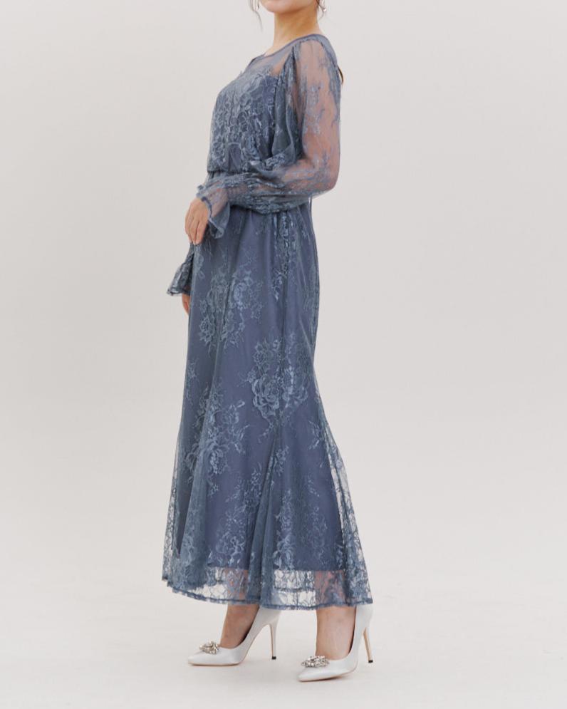 レースコンビフレアマーメイドロングドレス