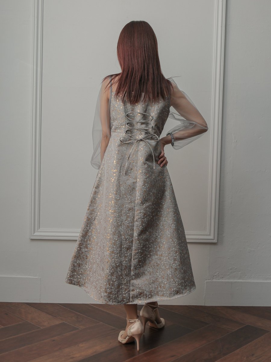 チャイナディテールジャガードAラインドレス - &Robu.