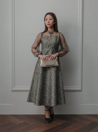 チャイナディテールジャガードAラインドレス - &Robu.