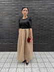 MOCOMOCO SET UP HALF SLEEVE DRESS ベージュ×ブラック 着用写真
