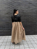 MOCOMOCO SET UP HALF SLEEVE DRESS ベージュ×ブラック 着用写真