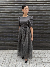 MOCOMOCO SET UP HALF SLEEVE DRESS チャコール 着用写真