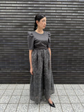 MOCOMOCO SET UP HALF SLEEVE DRESS チャコール 着用写真