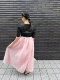 MOCOMOCO SET UP HALF SLEEVE DRESS ピンク 着用写真