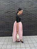 MOCOMOCO SET UP HALF SLEEVE DRESS ピンク 着用写真