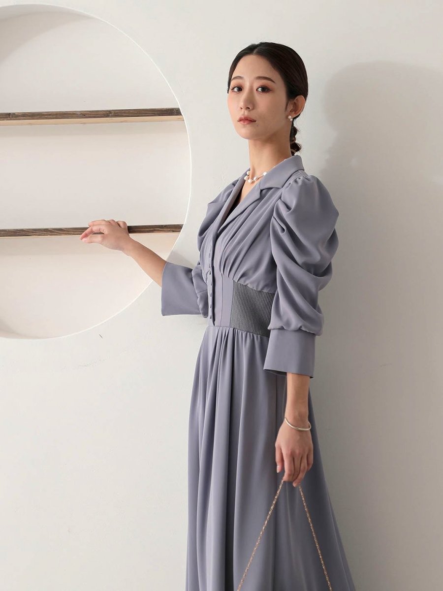 リブウエストテーラードロングドレス - &Robu.