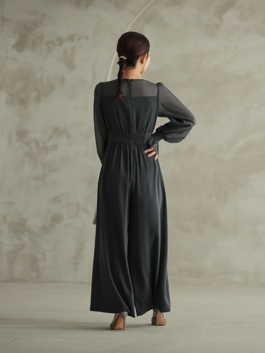 ボリュームスリーブオールインワンパンツドレス - &Robu.