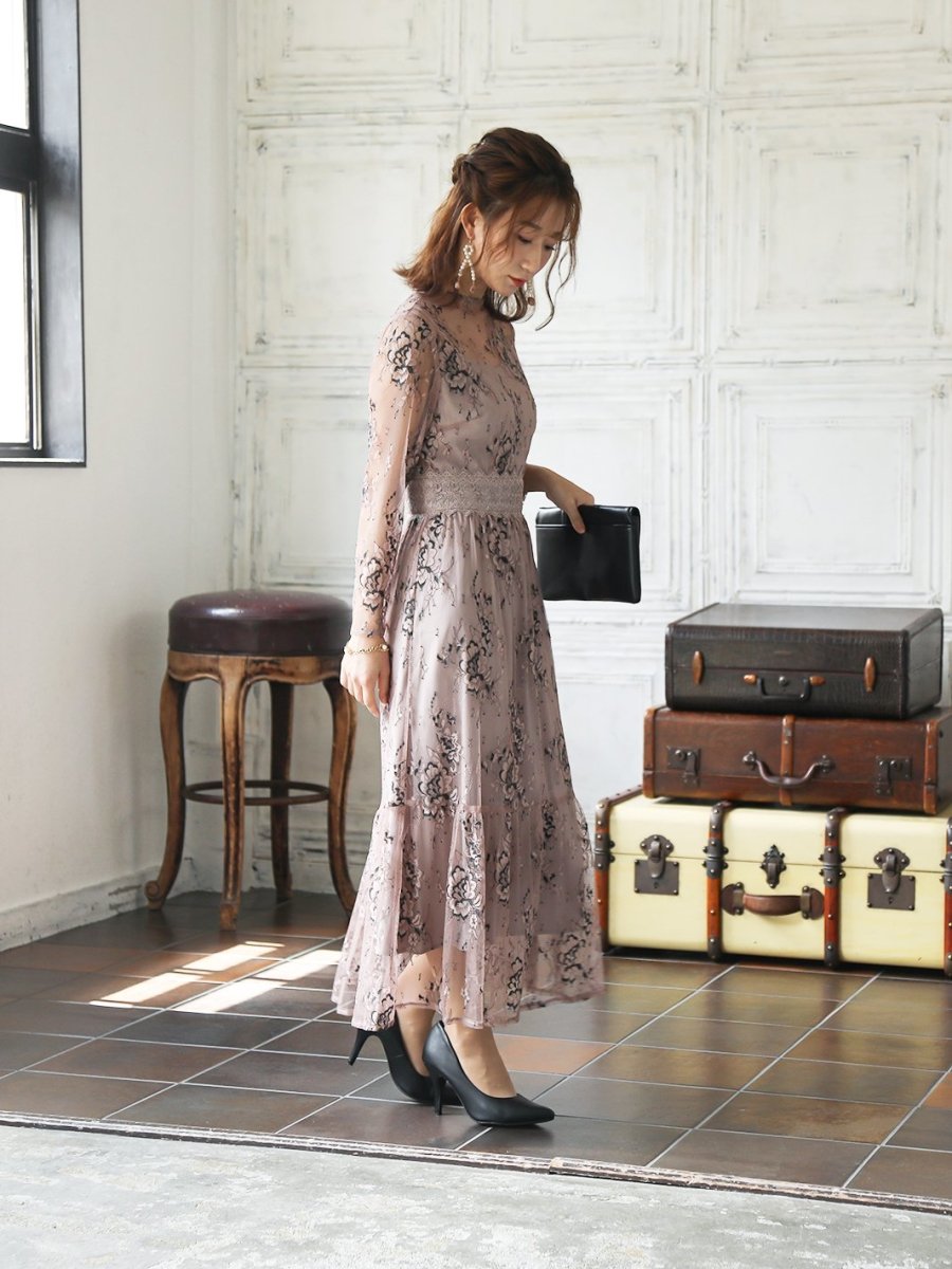 オールレースメローロングドレス - &Robu.