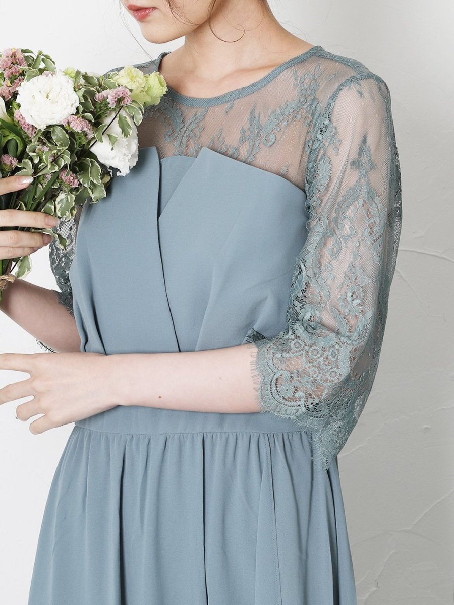 レース&シフォンロングドレス - &Robu.