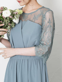 レース&シフォンロングドレス - &Robu.