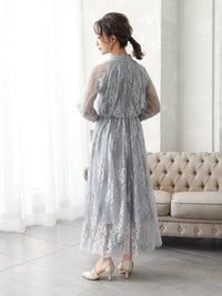 オールレースハイネックギャザーワンピース - &Robu.