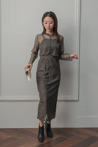 トップス＆タイトロングドレスセットアップ - &Robu.