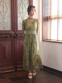 オールレースメローロングドレス - &Robu.