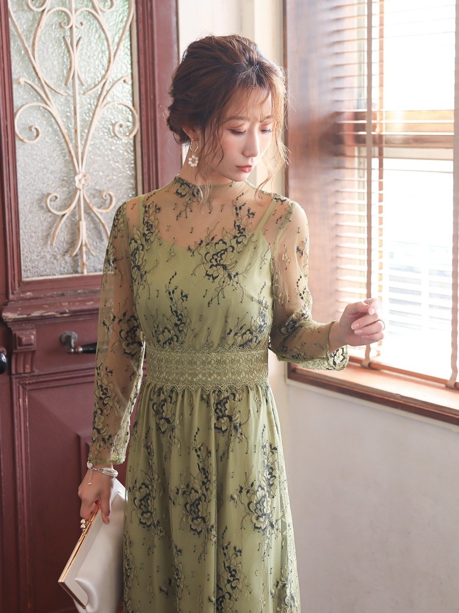 オールレースメローロングドレス - &Robu.