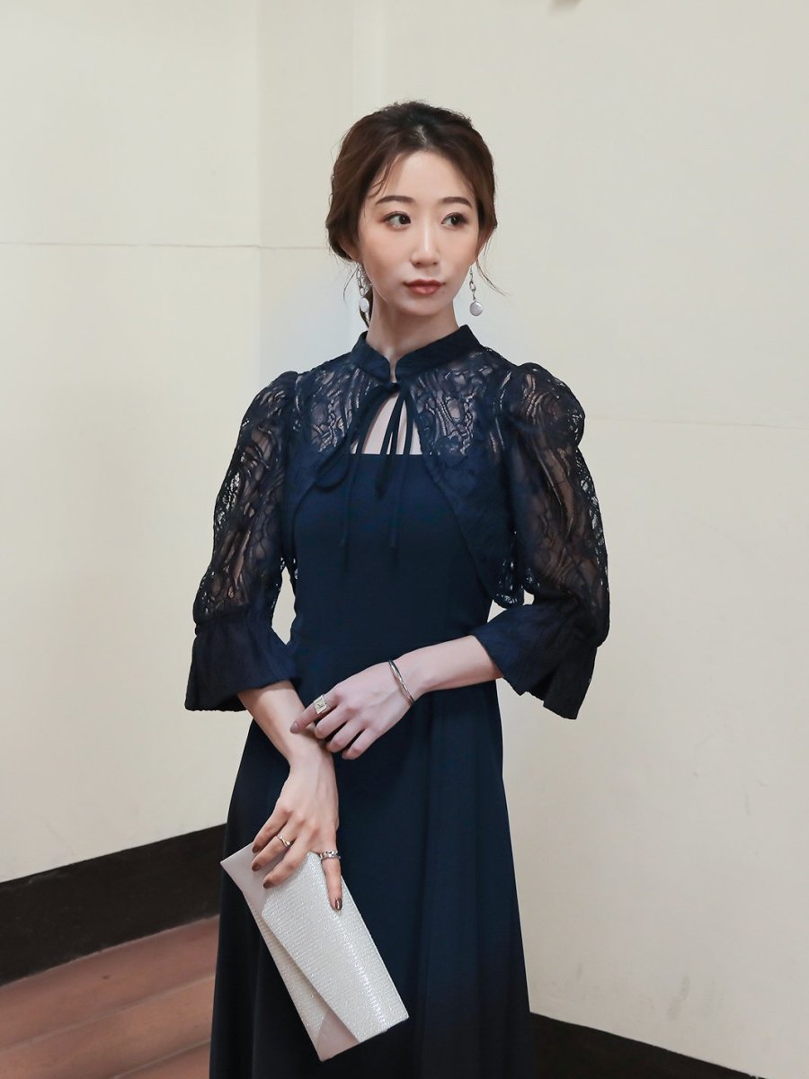 レーストップスフレアロングワンピース - &Robu.