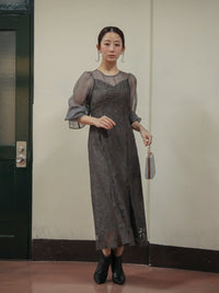 ジャガードレースドレス - &Robu.