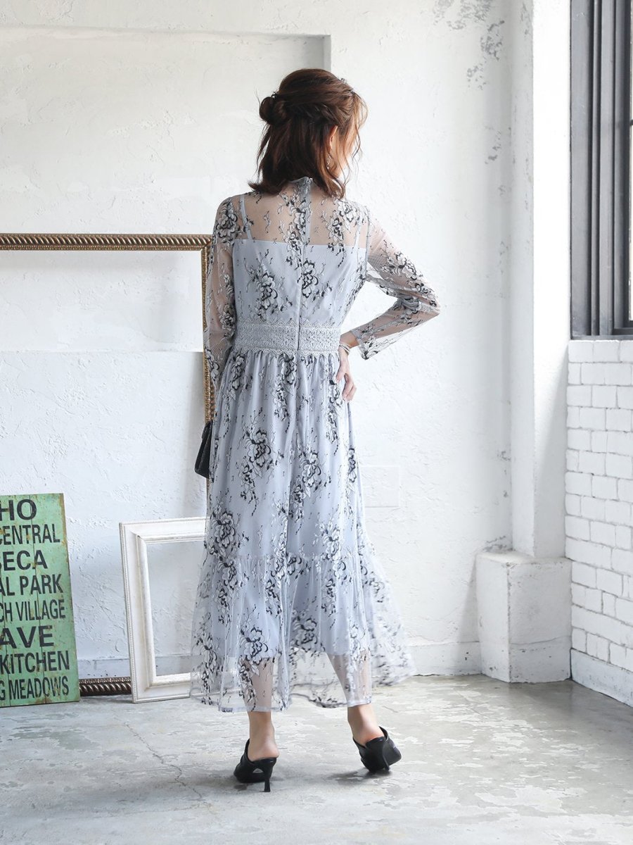 オールレースメローロングドレス - &Robu.