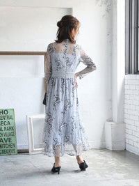 オールレースメローロングドレス - &Robu.