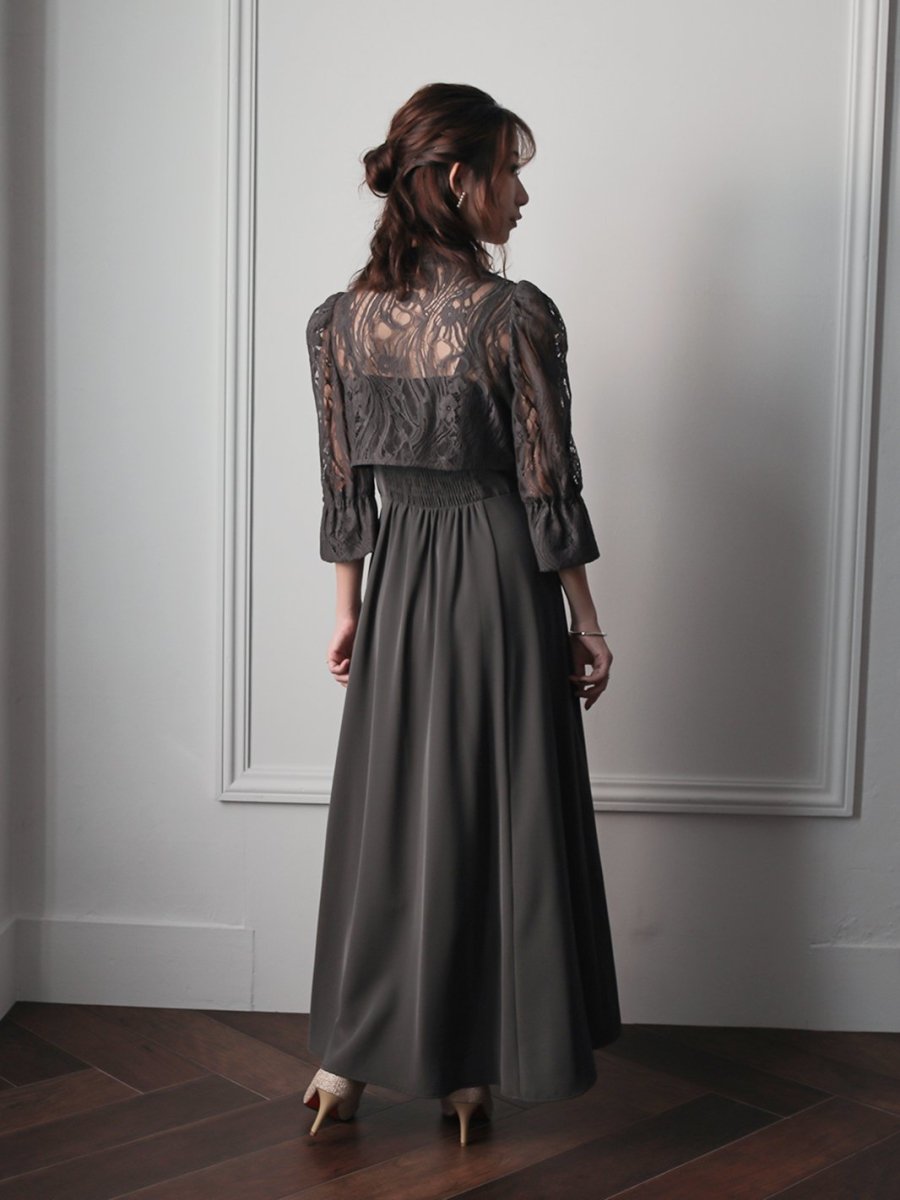 レーストップスフレアロングワンピース - &Robu.