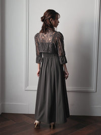 レーストップスフレアロングワンピース - &Robu.