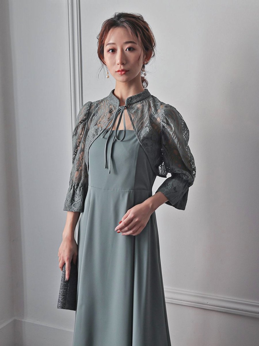 レーストップスフレアロングワンピース - &Robu.