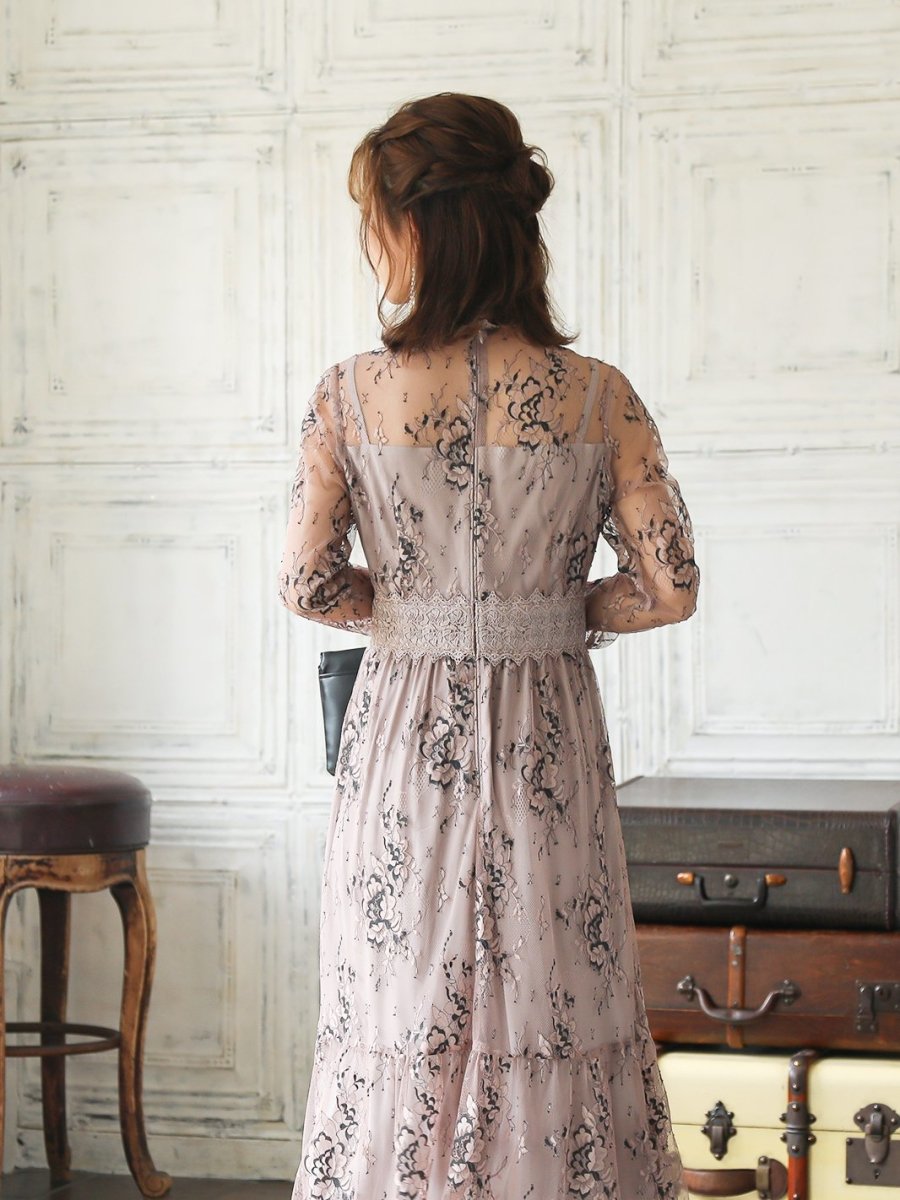 オールレースメローロングドレス - &Robu.