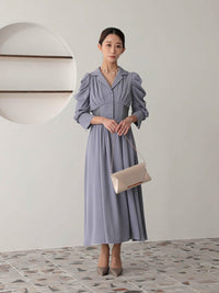 リブウエストテーラードロングドレス - &Robu.