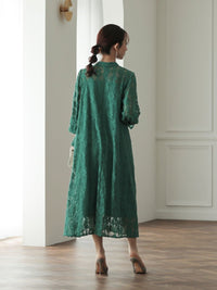 ボリュームスリーブレースドレス - &Robu.