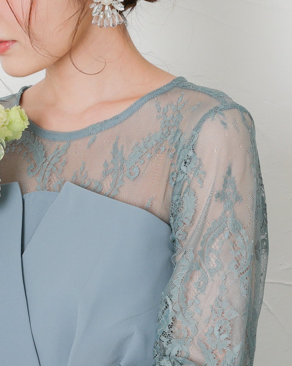 レース&シフォンロングドレス - &Robu.