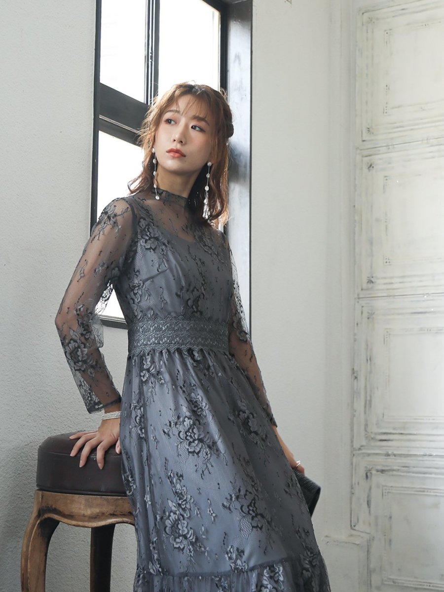 オールレースメローロングドレス - &Robu.