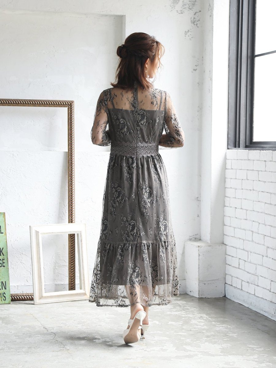 オールレースメローロングドレス - &Robu.