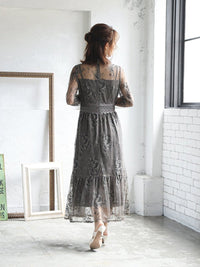 オールレースメローロングドレス - &Robu.