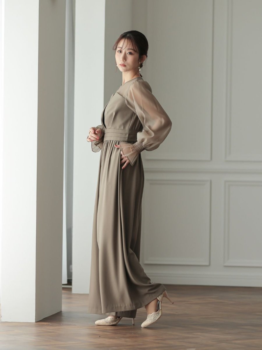 ボリュームスリーブオールインワンパンツドレス - &Robu.