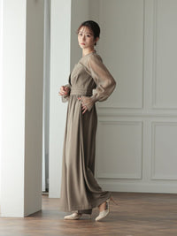 ボリュームスリーブオールインワンパンツドレス - &Robu.